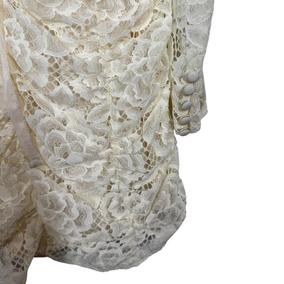 For Love & Lemons Belladonna Mini Dress Small Lace Rosette Long Sleeve Ruched - Picture 6 of 9
